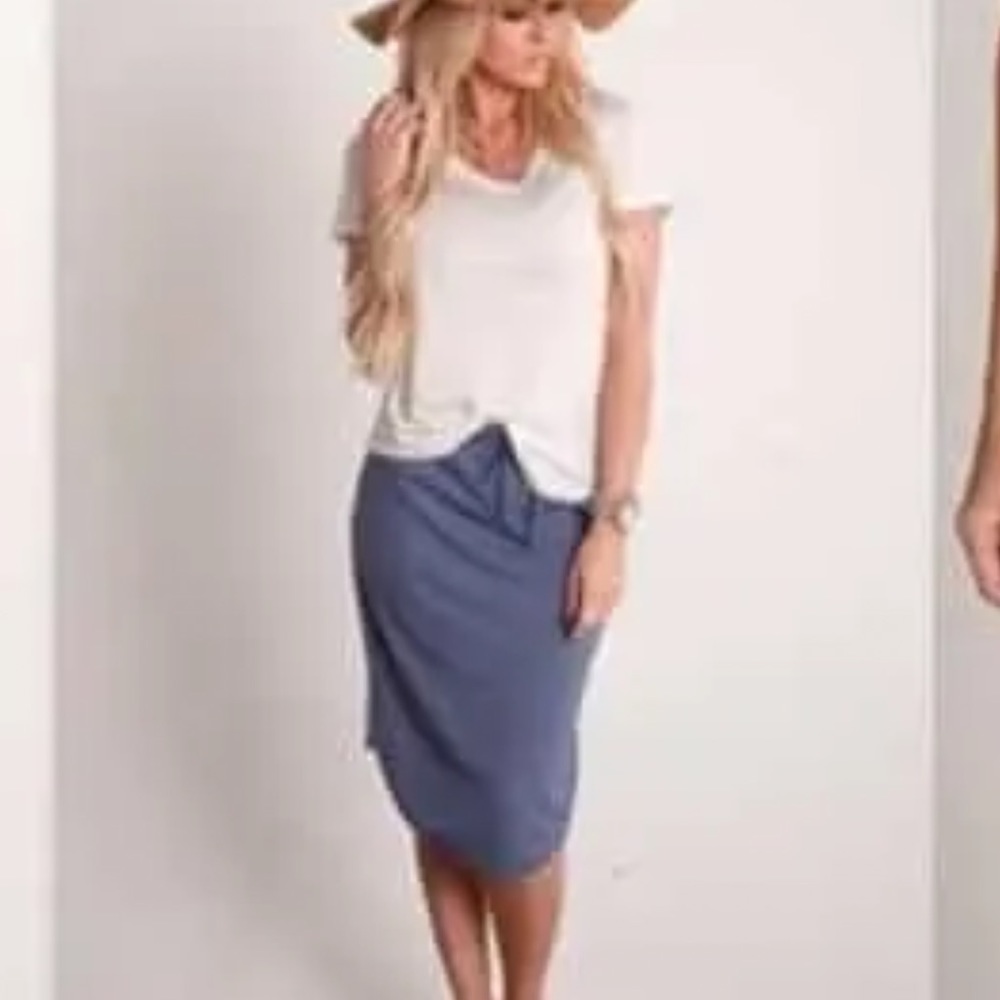 SUNDRY asymmetrical French terry pull on smokey violet casual skirt